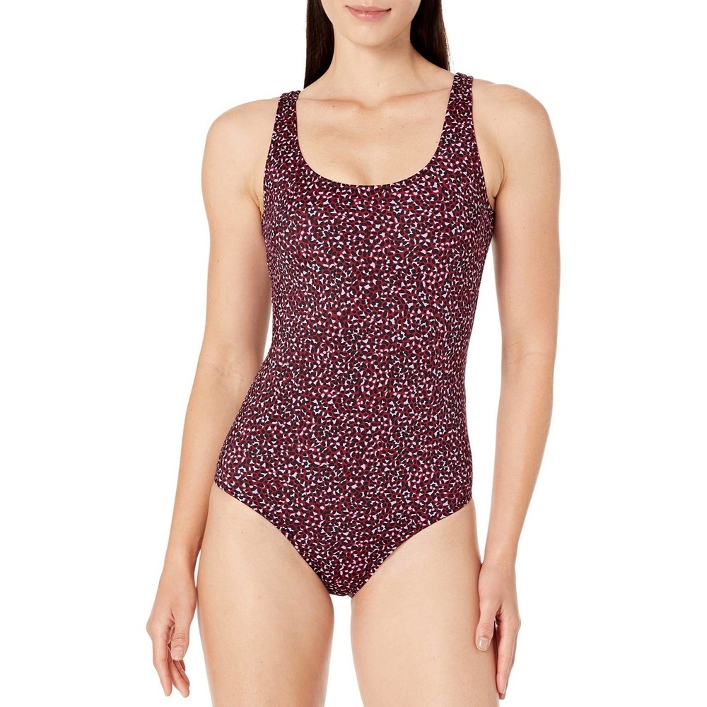 Amazon Essentials One Piece Swimsuit Size XL Red Leopard Scoop Neck NEW